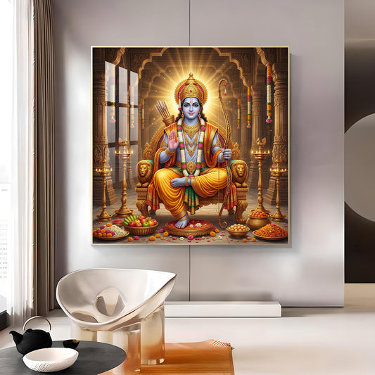 Lord Shri Ram Glass Finish Square Wall Art
