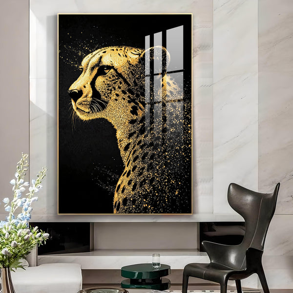 Leopard Glass Finish Vertical Wall Art