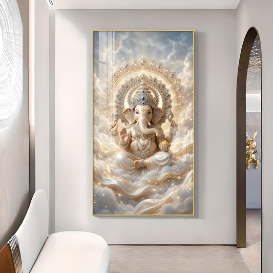 Ganpati Bappa Maurya Glass Finish Vertical Wall Art