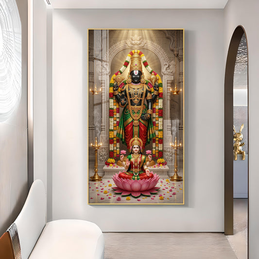 Lord Tirupati Bala Ji Glass Finish Vertical Wall Art