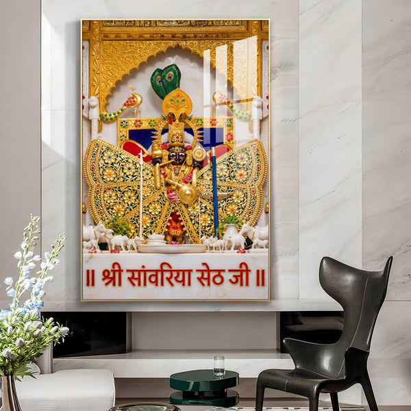 Shree Sanwaria Seth Glass Finish Vertical Wall Art