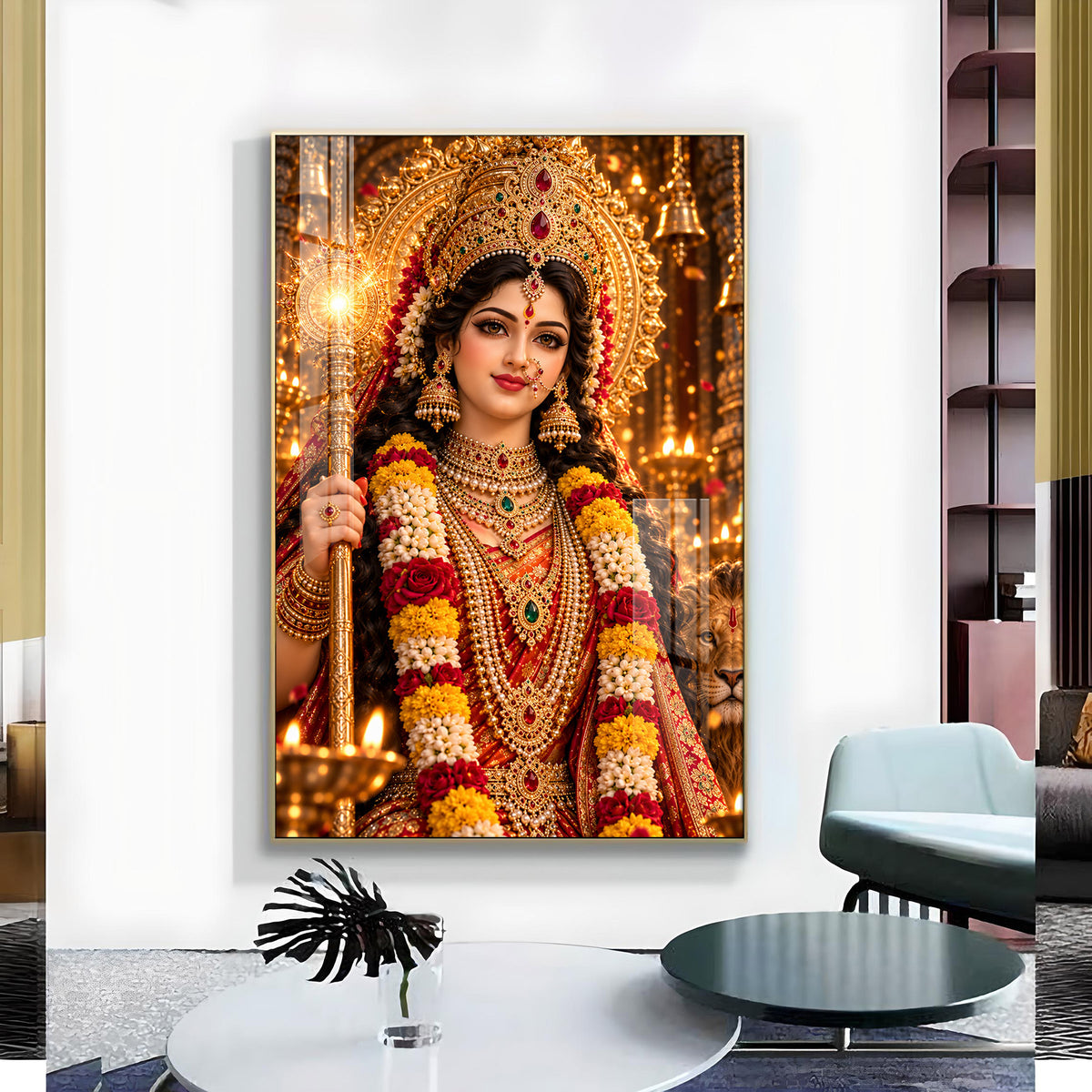 Mahagauri Maa Glass Finish Vertical Wall Art