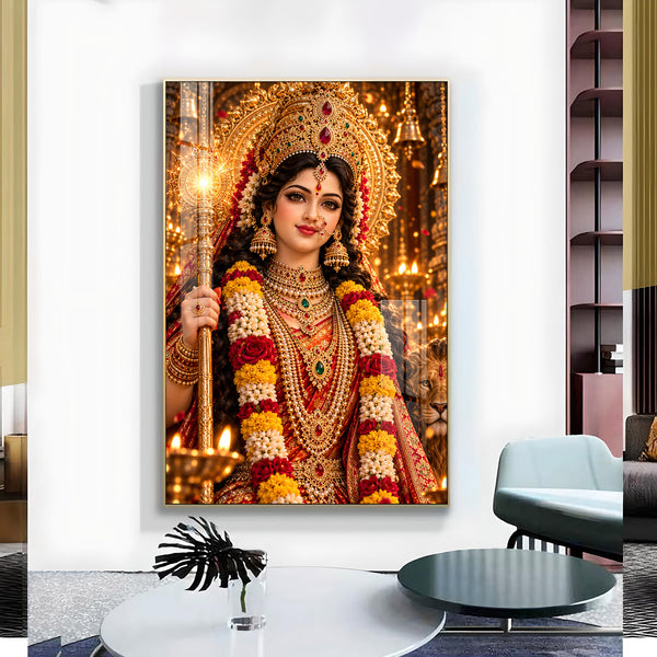 Mahagauri Maa Glass Finish Vertical Wall Art