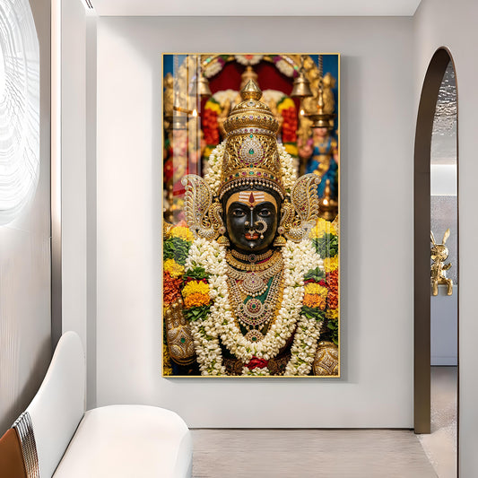 Goddess Chowdeshwari Amman Glass Finish Vertical Wall Art