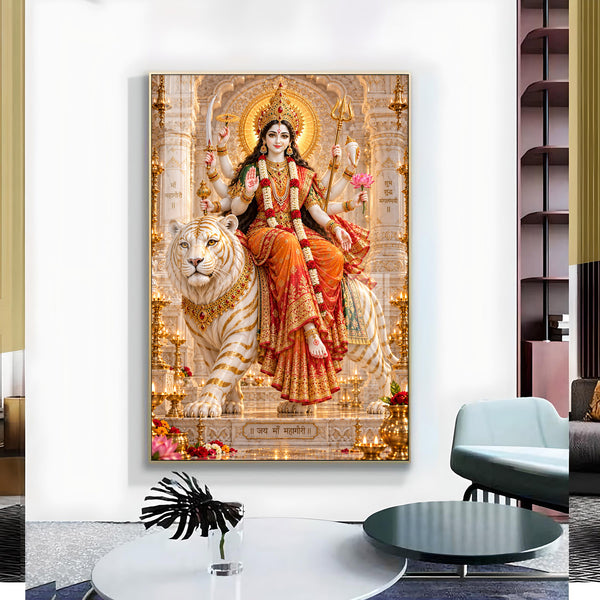 Maa Adishakti Glass Finish Vertical Wall Art