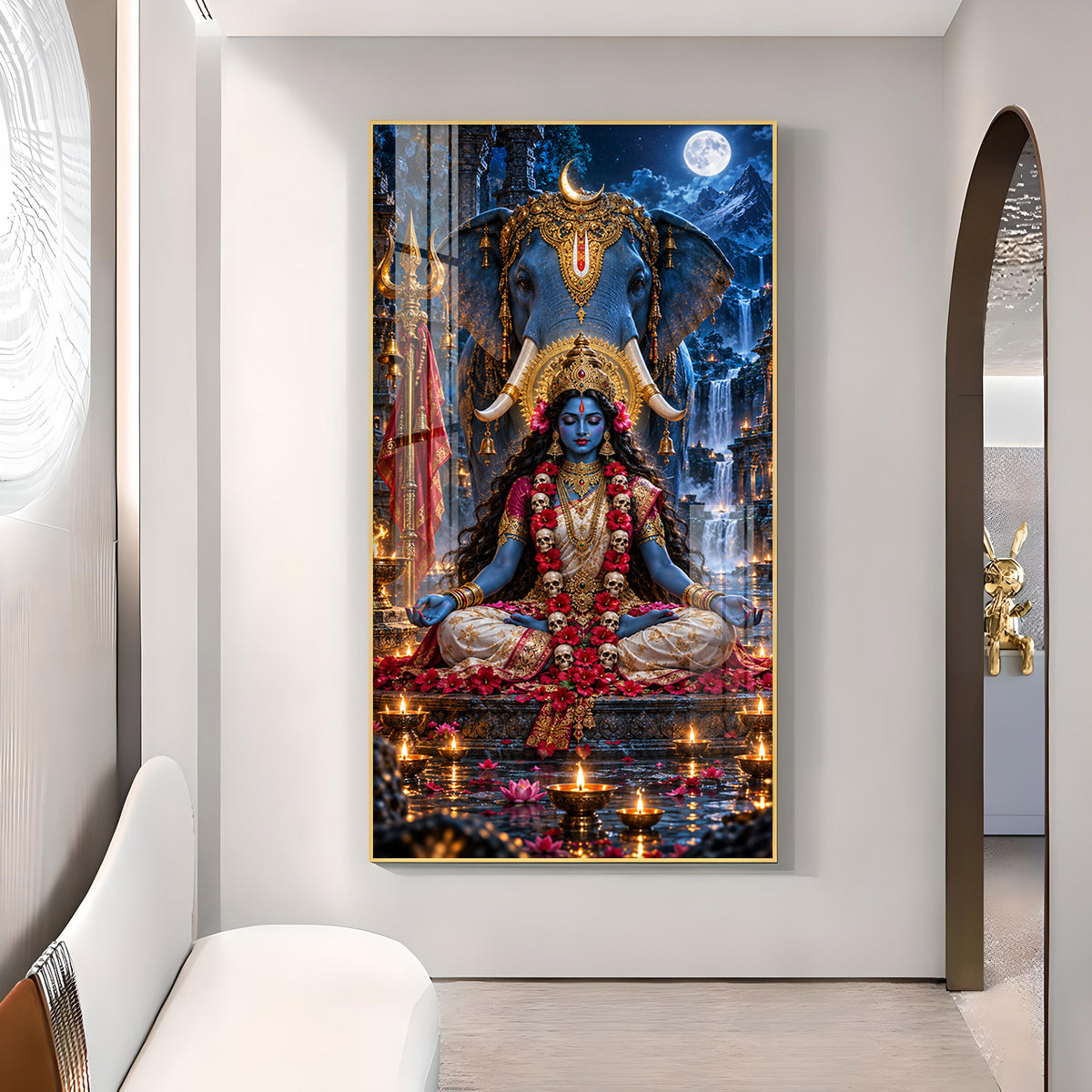 Maa Kalaratri Glass Finish Vertical Wall Art