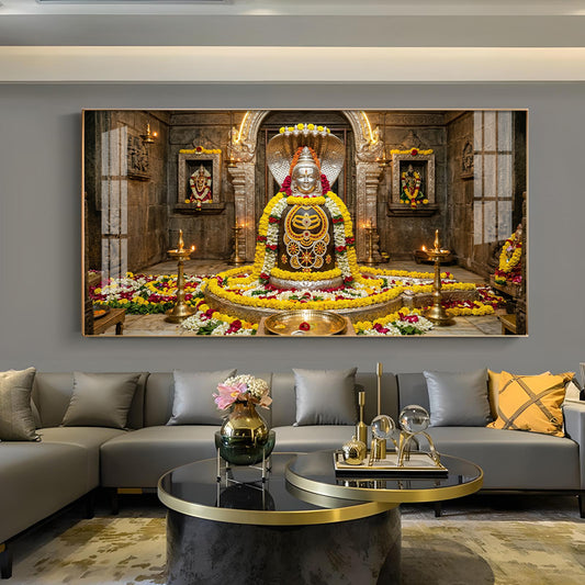 Mallikarjuna Jyotirlinga Glass Finish Horizontal Wall Art