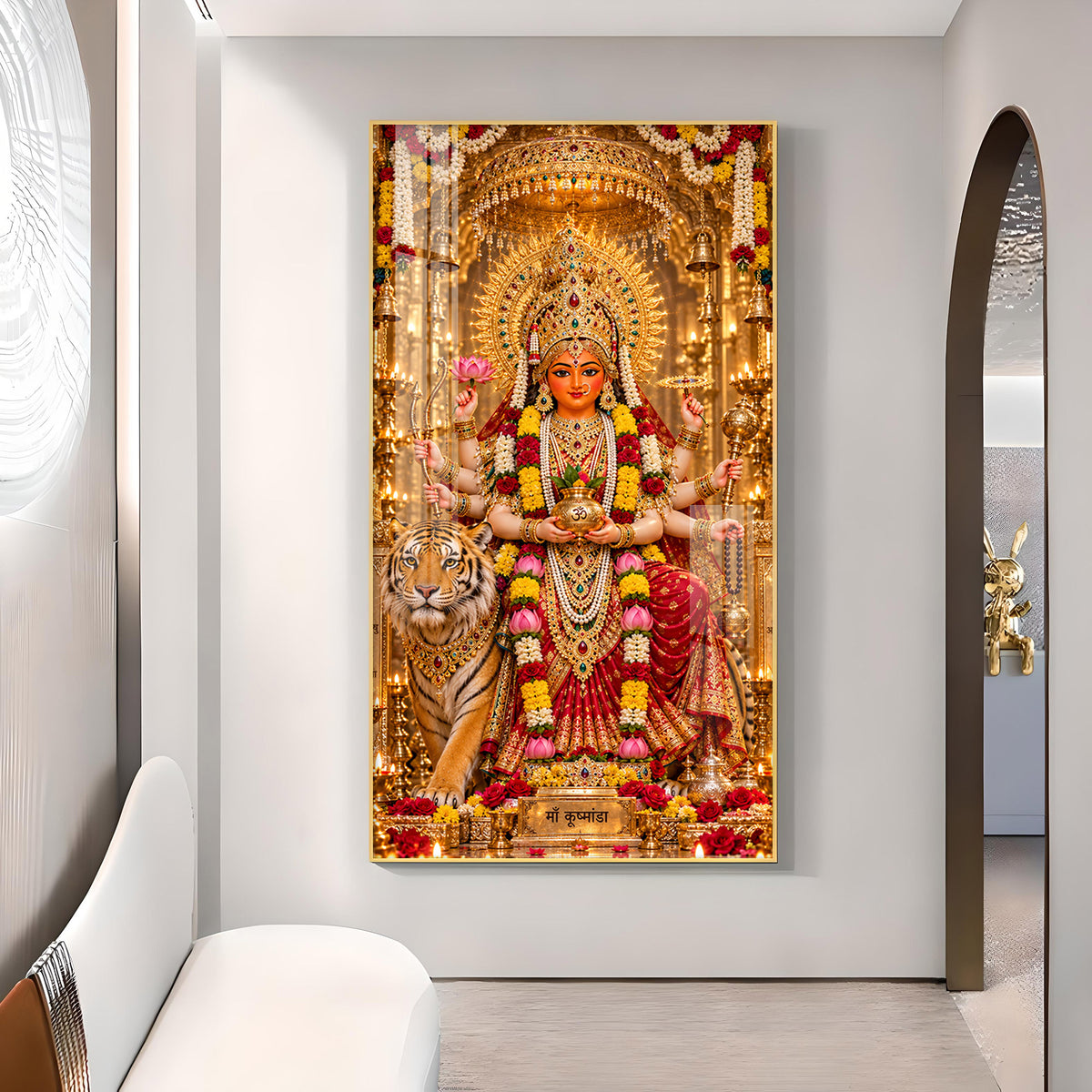 Maa Kushmanda Glass Finish Vertical Wall Art