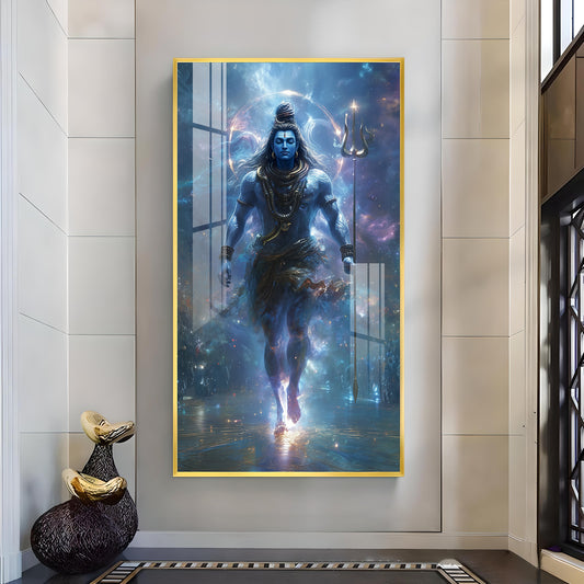 God Bholenath Glass Finish Vertical Wall Art