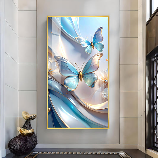 Butterfly Bliss Bouquet Glass Finish Vertical Wall Art