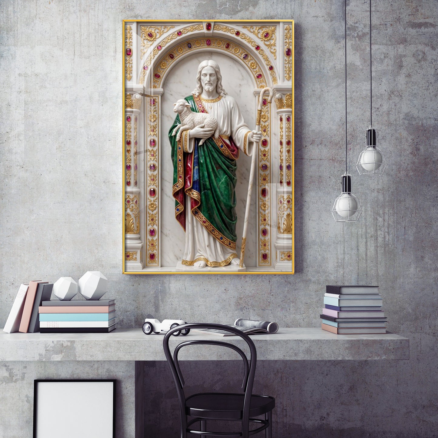 DIvine God jesus Glass Finish Vertical Wall Art