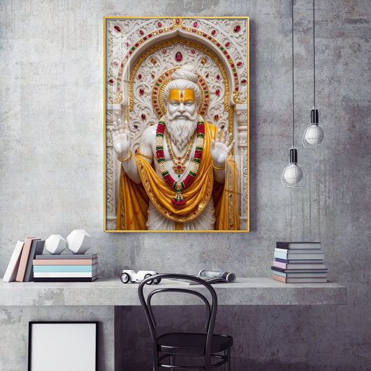 Premanand Maharaj Ji Glass Finish Vertical Wall Art