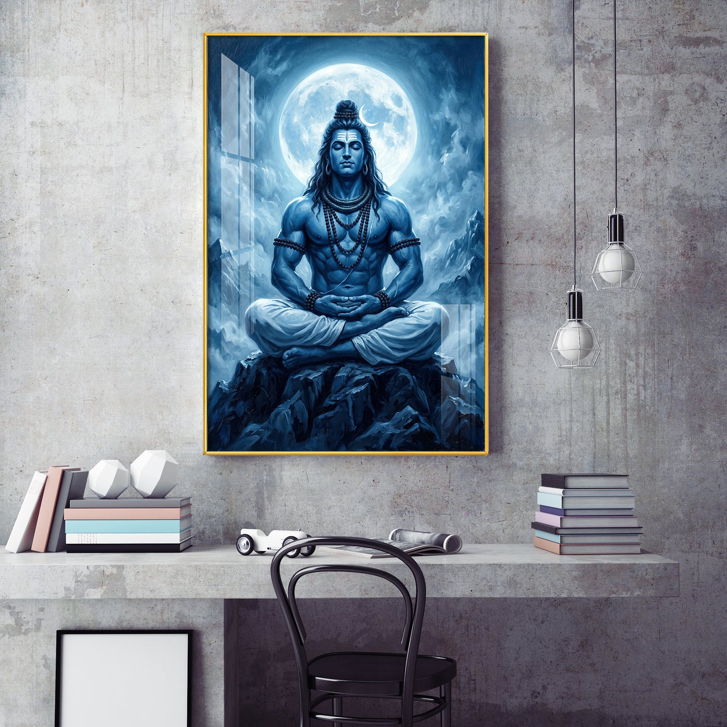 Divine Shiv Ji Glass Finish Vertical Wall Art