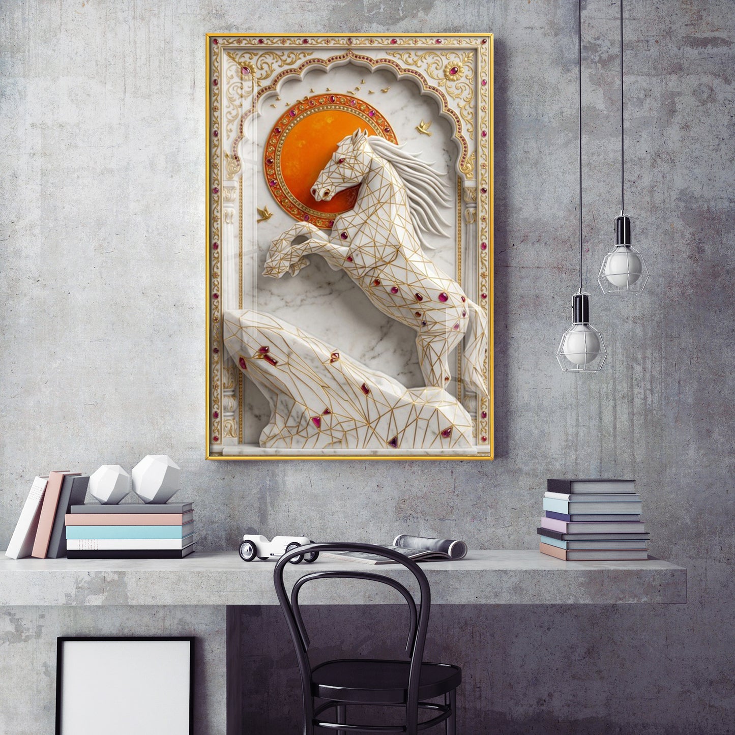 The Sacred Horse Glass Finish Vertical Wall Art