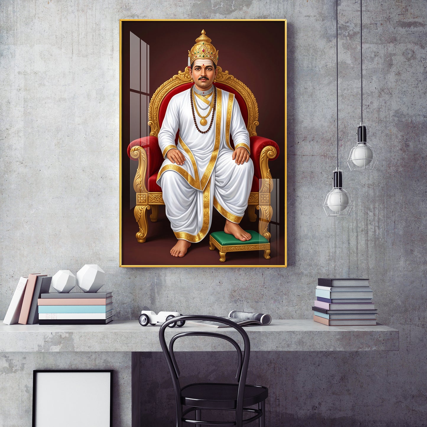 Lord Basavesvara Glass Finish Vertical Wall Art