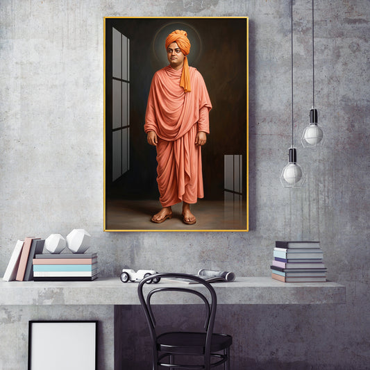 Swami Vivekananda Glass Finish Vertical Wall Art