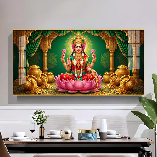 Lakshmi Mata Glass Finish Horizontal Wall Art