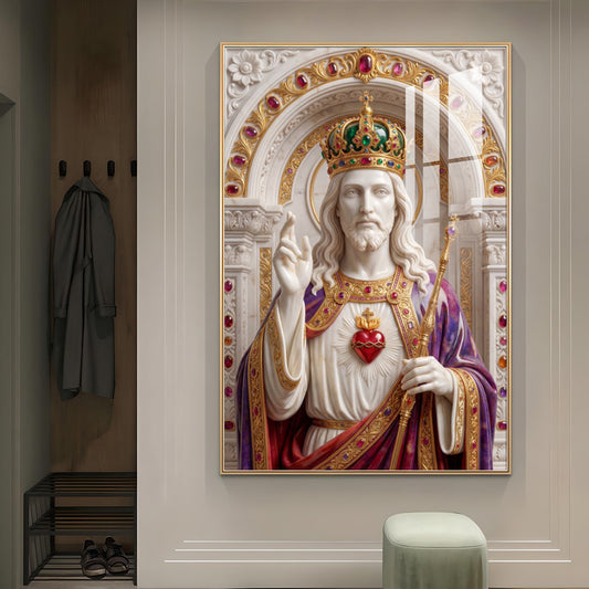 Christ The King Glass Finish Vertical Wall Art