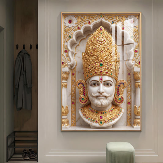 Divine Shyam Baba Glass Finish Vertical Wall Art