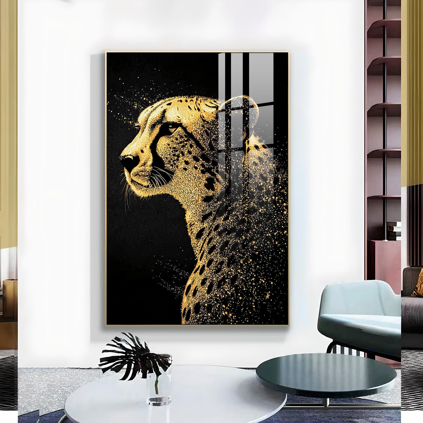 Leopard Glass Finish Vertical Wall Art