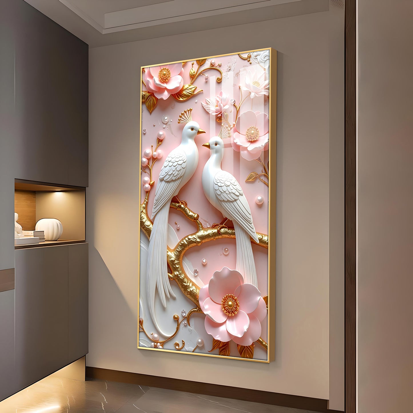 Whimsical Winged Pair Glass Finish Vertical Wall Art