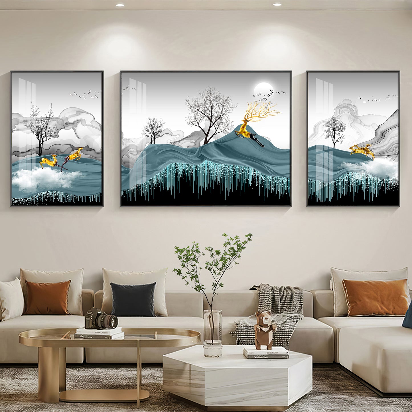 Majestic Landscapes Glass Finish Wall Art (Set Of 3)