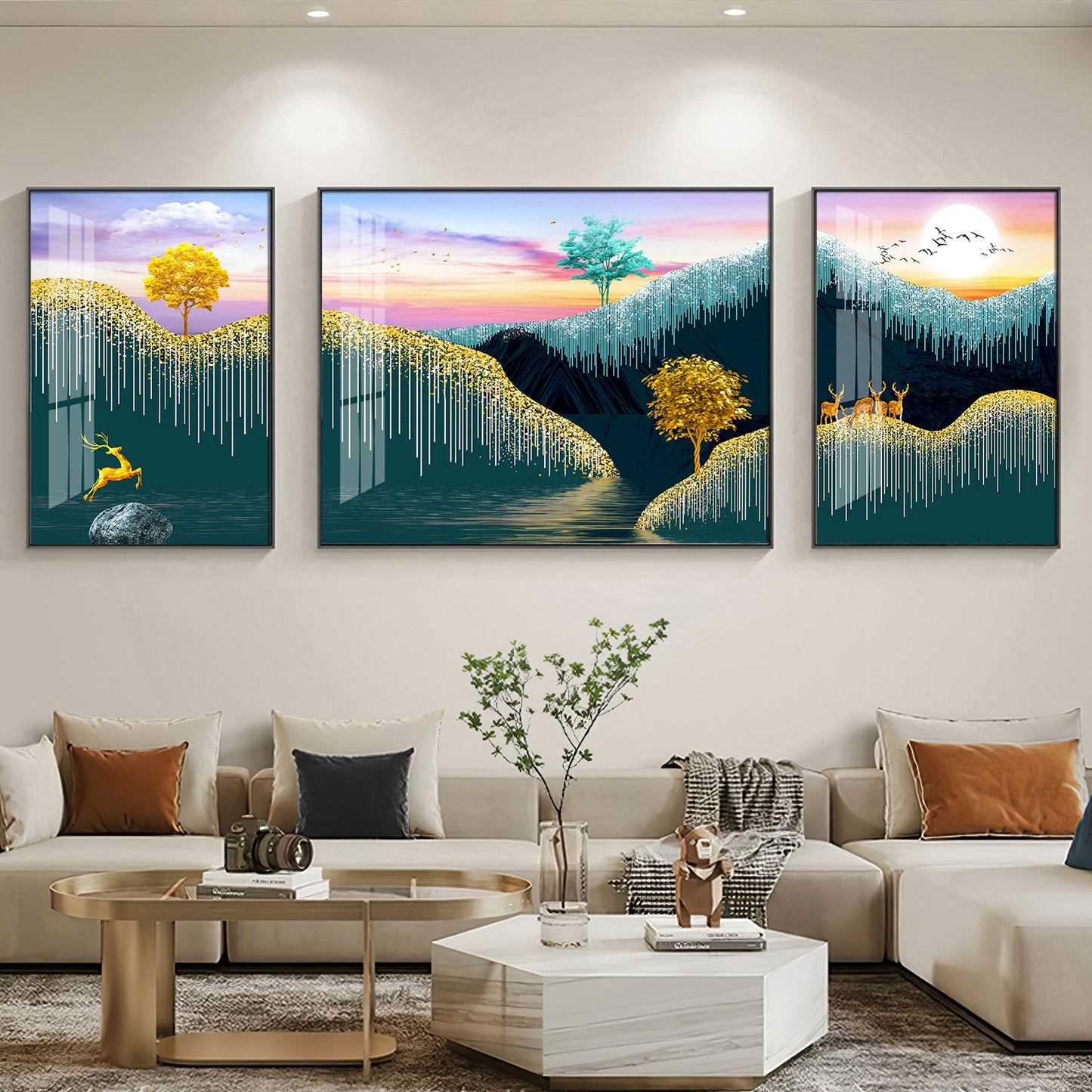 Nature's Harmony Glass Finish Wall Art (Set Of 3)