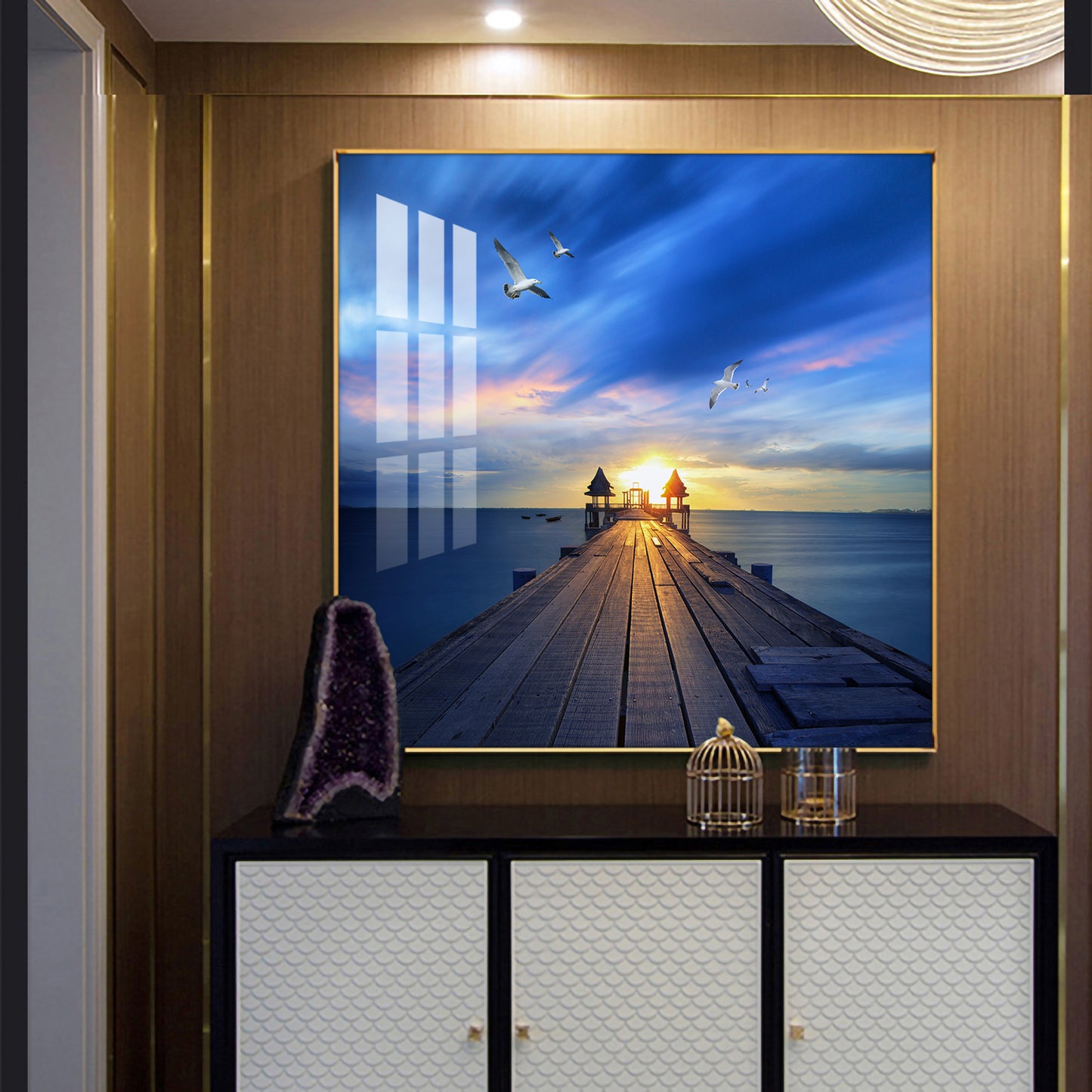 Sunset Vision Glass Finish Square Wall Art