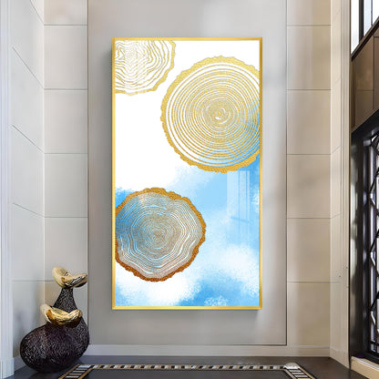 Blue Serenity Rings Glass Finish Vertical Wall Art