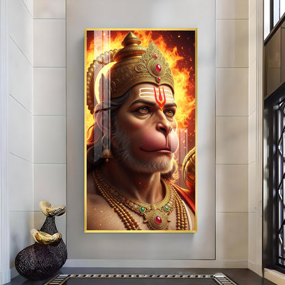 Ram Bhakt Hanuman Ji Glass Finish Vertical Wall Art