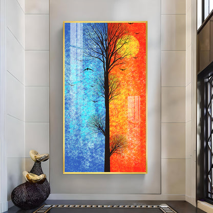 Tranquil Heights Glass Finish Vertical Wall Art