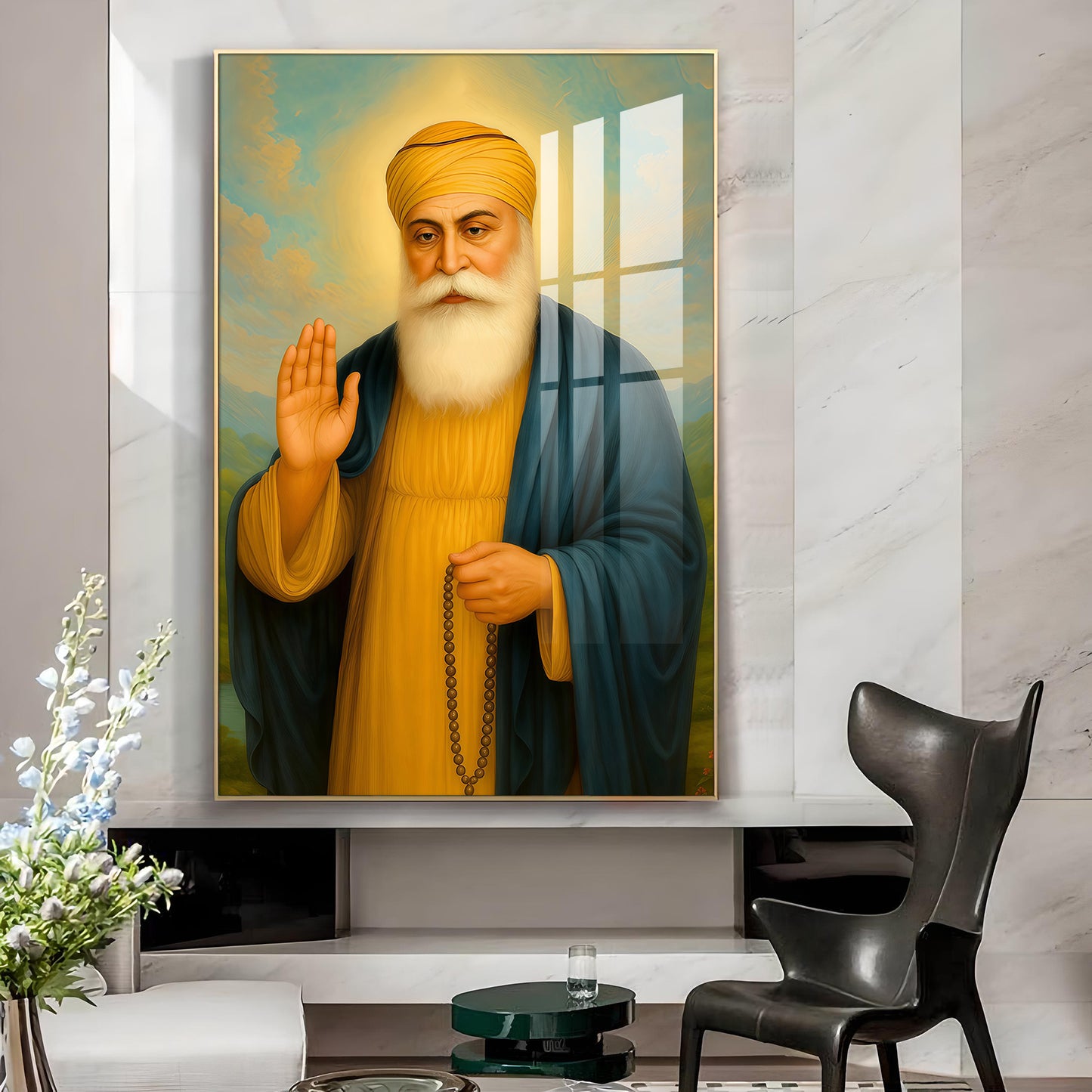 A Tribute to the Guru Glass Finish Vertical Wall Art