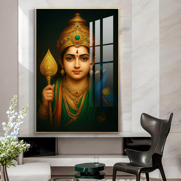 Colorful Kartikey Glass Finish Vertical Wall Art