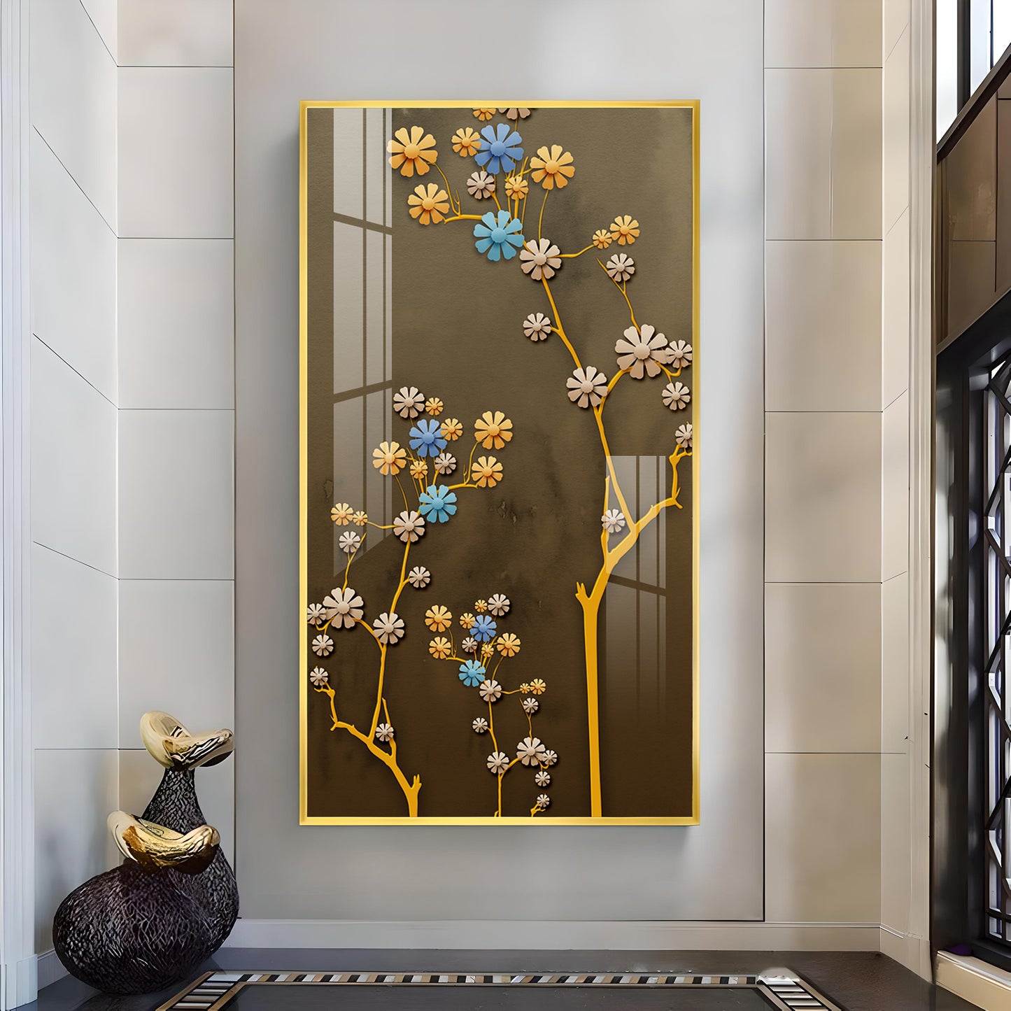 Blossom Mural Glass Finish Vertical Wall Art