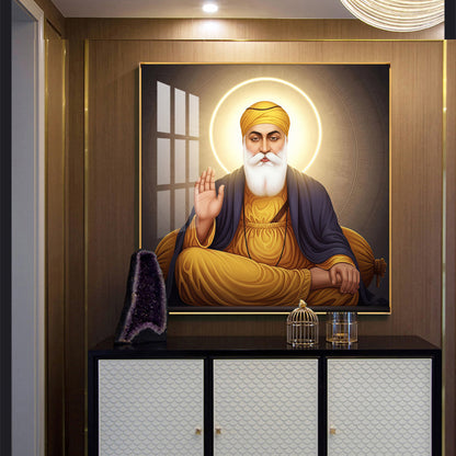 Shri Guru Nanak Dev Ji Glass Finish Square Wall Art
