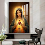 Immaculate Heart of Mary Glass Finish Vertical Wall Art