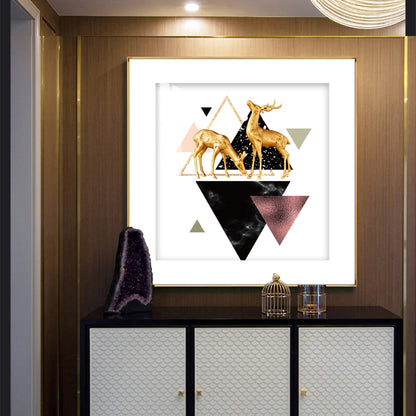 Two Luxe Antlers Glass Finish Square Wall Art