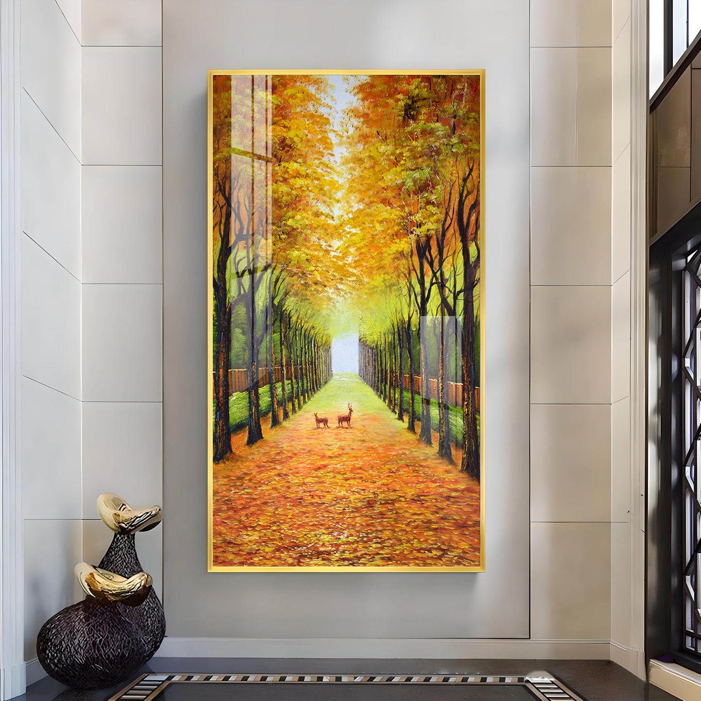 Tranquil Trails Glass Finish Vertical Wall Art