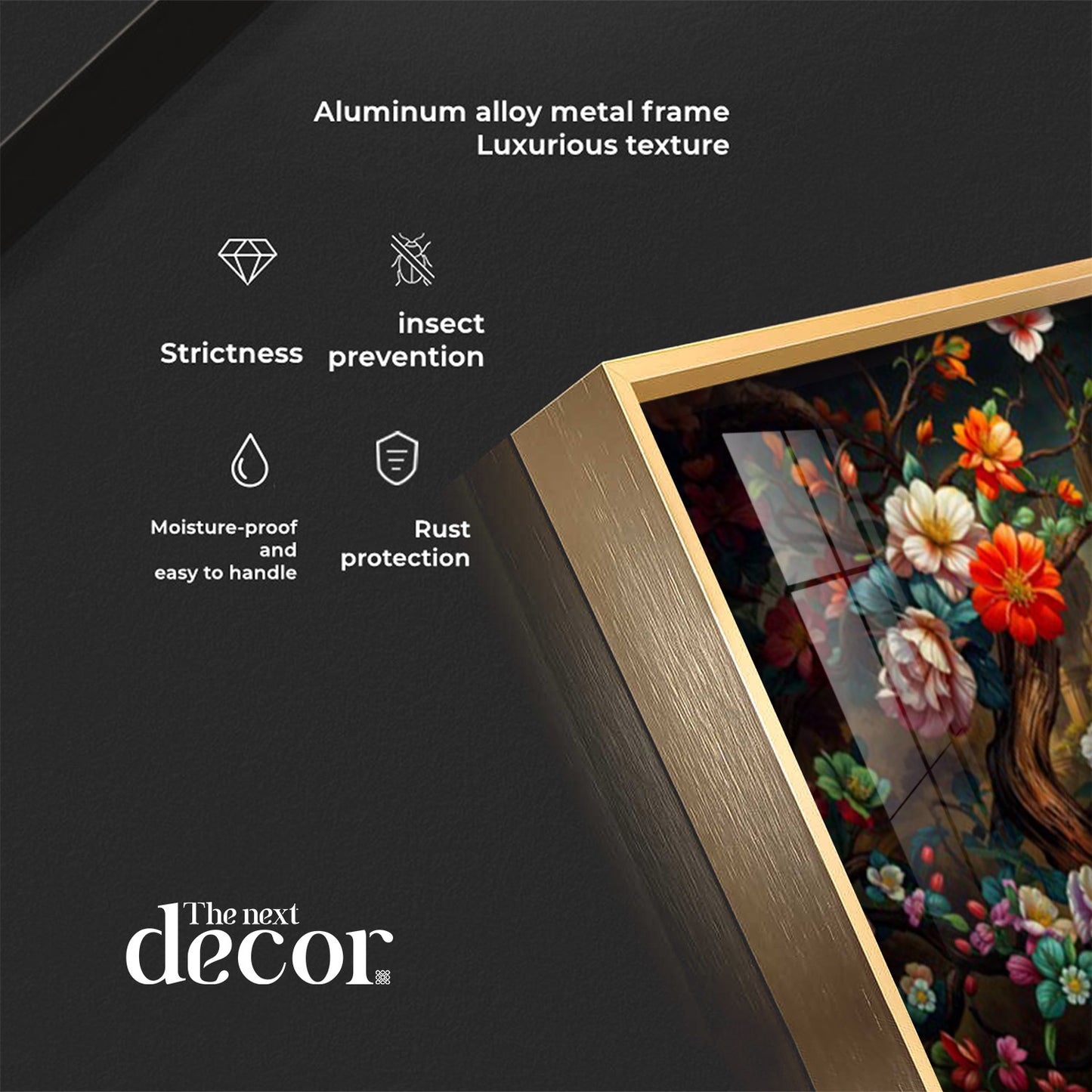 Peacock In Colorful Blossom Glass Finish Horizontal Wall Art