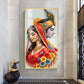 Loving Radha Krishna Glass Finish Vertical Wall Art