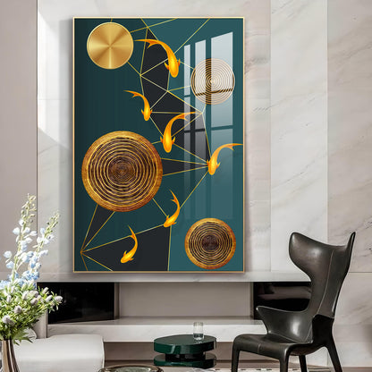 Aquatic Elegance Glass Finish Vertical Wall Art