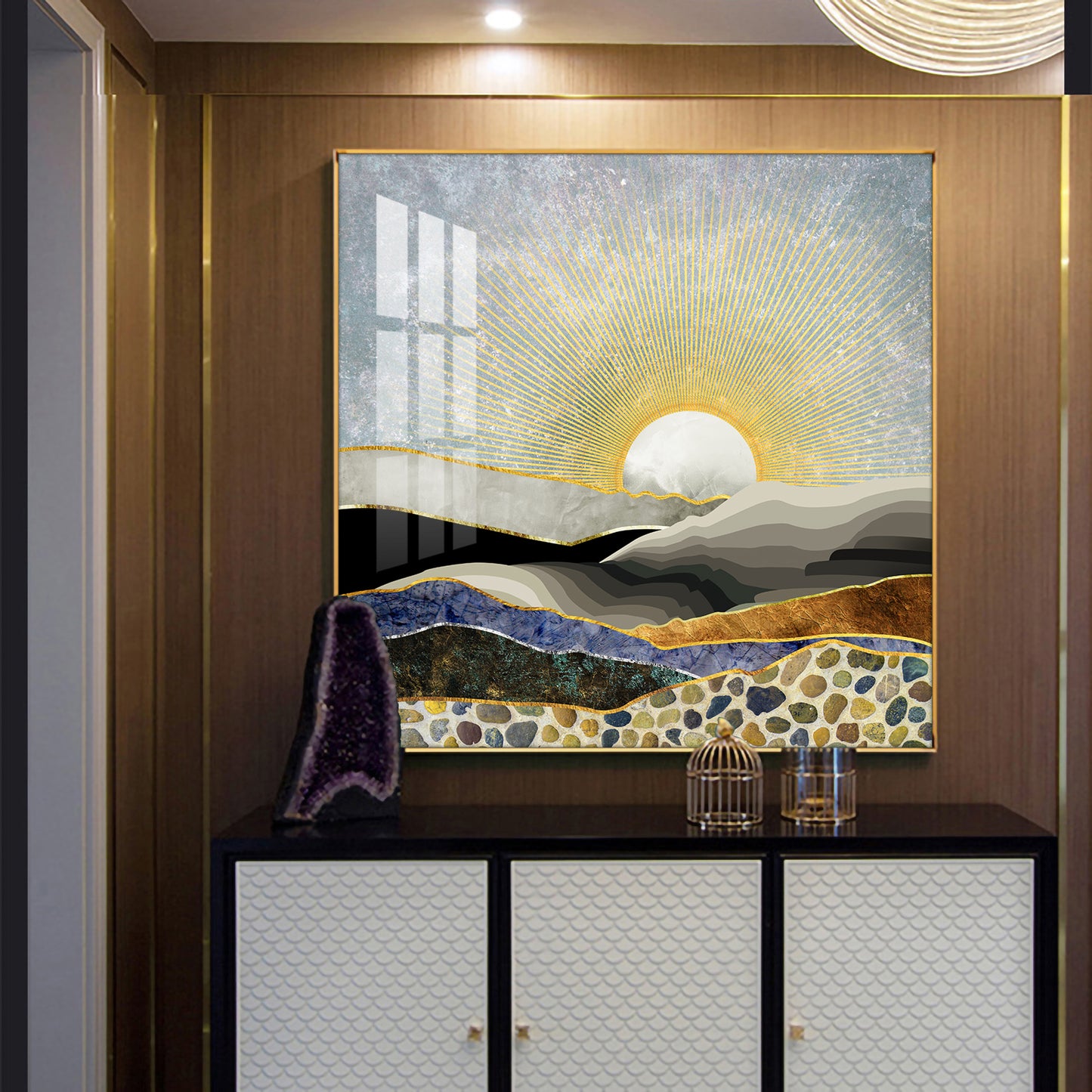 Evening Glow Glass Finish Square Wall Art