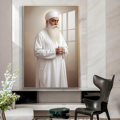 Bhai Chamanjeet Singh Ji Lal Glass Finish Vertical Wall Art
