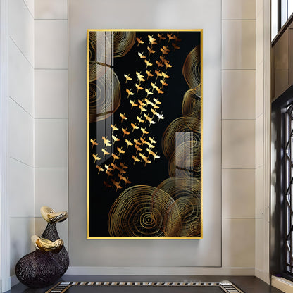 Luminescent Flight Glass Finish Vertical Wall Art