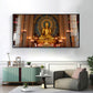 Buddha In Golden Incarnation Glass Finish Horizontal Wall Art