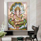Hindu Lord Ganpati Bappa Glass Finish Vertical Wall Art