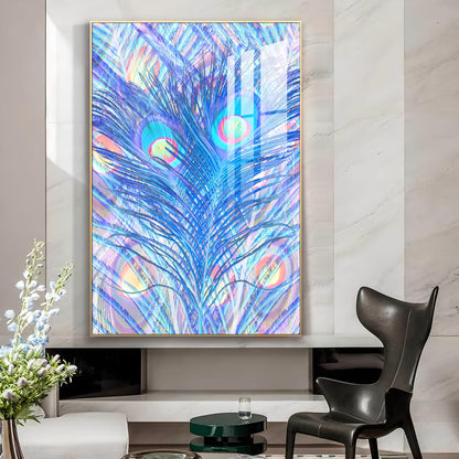 Majestic Plumage Glass Finish Vertical Wall Art