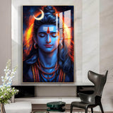 Prabhu Mahadev Ji Glass Finish Vertical Wall Art
