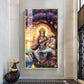 Goddess Saraswati Glass Finish Vertical Wall Art