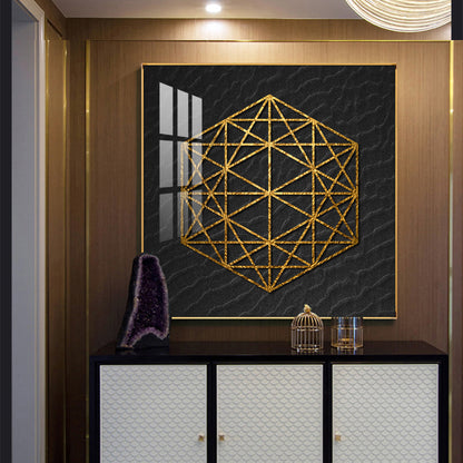 Geometric Elegance Glass Finish Square Wall Art